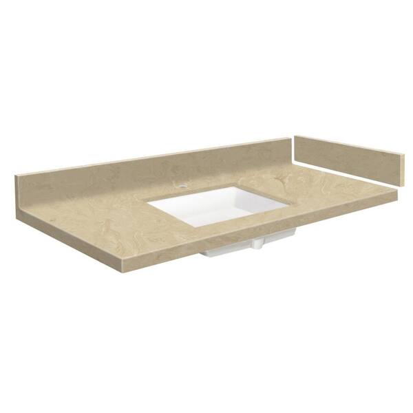 Transolid 34.25 in. W x 22.25 in. D Solid Surface Vanity Top in Almond Sky with White Basin and Single Hole