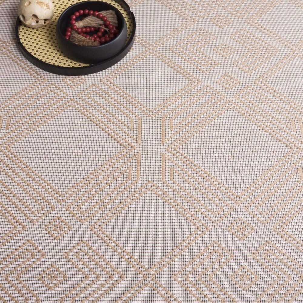 Ivory and Natural Geometric Flat Woven Area Rug