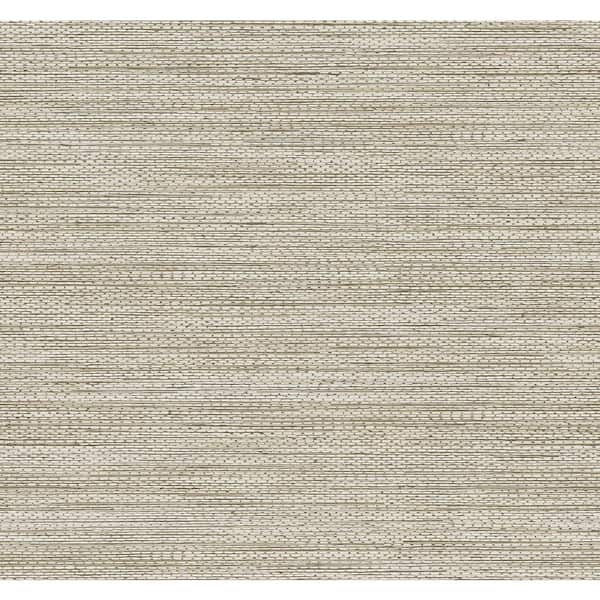 Seabrook Designs 60.75 sq. ft. Metallic Taupe Hollinwood Weave Nonwoven Paper Unpasted Wallpaper Roll