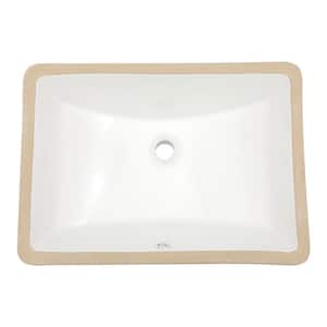 8.2 in. Ceramic Undermount Rectangular Bathroom Sink in White with Overflow