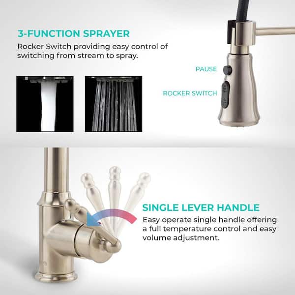 Handmade All-in-One Stainless Steel 33 in. x 22 in. Single Bowl Drop-in Kitchen Sink and Spring Neck Kitchen Faucet