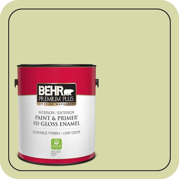 BEHR PREMIUM PLUS 1 gal. #410C-3 Celery Sprig Hi-Gloss Enamel Interior/Exterior Paint & Primer