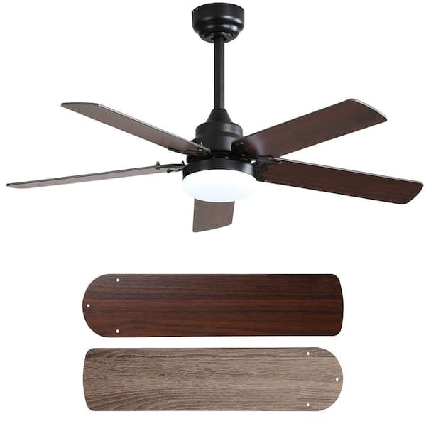 Lasaideal 52 in. Integrated LED Indoor Black Downrod Mount Ceiling Fan With Light Kit and Remote Control
