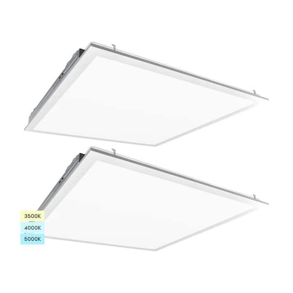 LUXRITE 2x2 FT 3750/4375/5000 Lumens Integrated LED Panel Light 3 Color Options 3500K/4000K/5000K Dimmable 30/35/40W 2-Pack