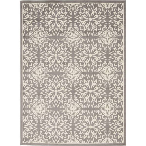 Nourison Jubilant Ivory/Gray 6 ft. x 9 ft. Moroccan Farmhouse Area Rug