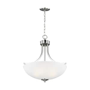 Geary 3-Light Brushed Nickel Pendant with LED Bulbs