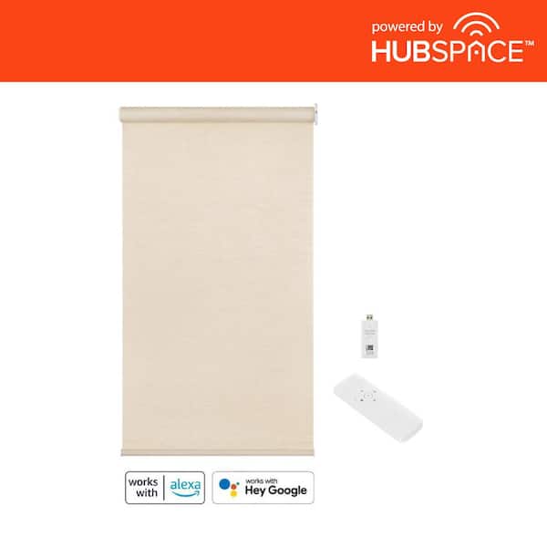 Home Decorators Collection Linen Light Filtering Polyester Fabric Cordless Smart Roller Shades 23 in. x 72 in. L Powered by Hubspace (With Gateway)