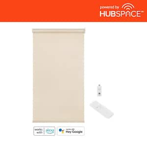 Linen Cordless Light Filtering Polyester Fabric Smart Roller Shade 28.5 in. x 72 in. Powered by Hubspace (With Gateway)