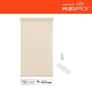 Linen Light Filtering Polyester Fabric Cordless Smart Roller Shades 36 in. x 72 in. L Powered by Hubspace (With Gateway)