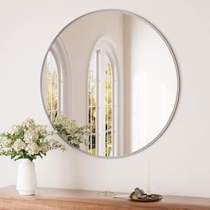 16 in. W x 16 in. H Round Metal Framed Modern Wall Mounted Bathroom Vanity Mirror Wall Mirror in Brushed Nickel