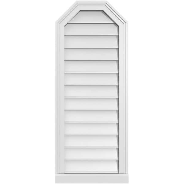 Ekena Millwork 16 in. x 40 in. Octagonal Top Surface Mount PVC Gable Vent: Decorative with Brickmould Sill Frame
