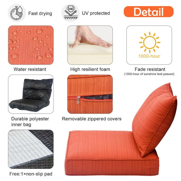 HFI O'Linen High-Back Seat Cushion, Orange, Chair Cush