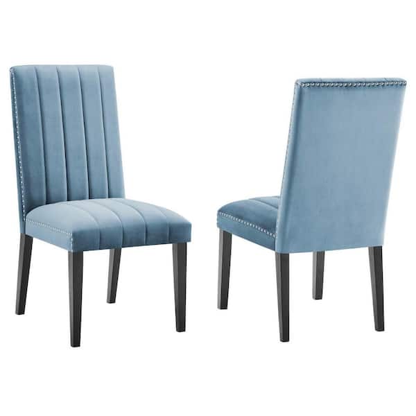 MODWAY Catalyst Light Blue Performance Velvet Dining Side Chairs (Set of 2)