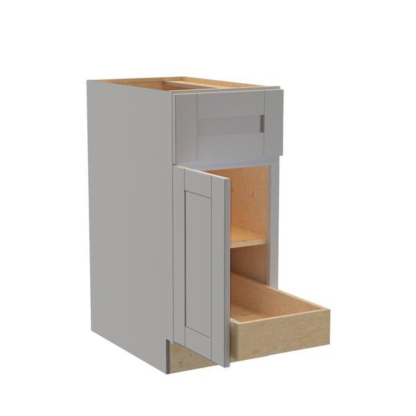 Home Decorators Collection Washington Veiled Gray Plywood Shaker Assembled Base Kitchen Cabinet FH 1 ROT Sft Cls Left 15 in W x 24 in D x 34.5 in H