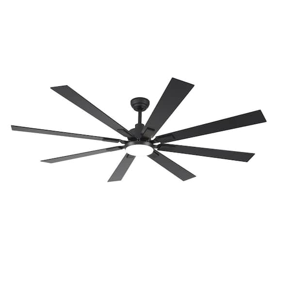 HINNIXY 72 in. Indoor/Outdoor Matte Black DC Motor Ceiling Fan with Adjustable Integrated LED with Remote Included
