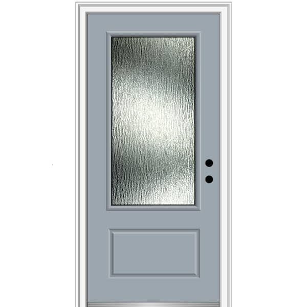 MMI Door 36 in. x 80 in. Left-Hand Inswing Rain Glass Storm Cloud Fiberglass Prehung Front Door on 4-9/16 in. Frame