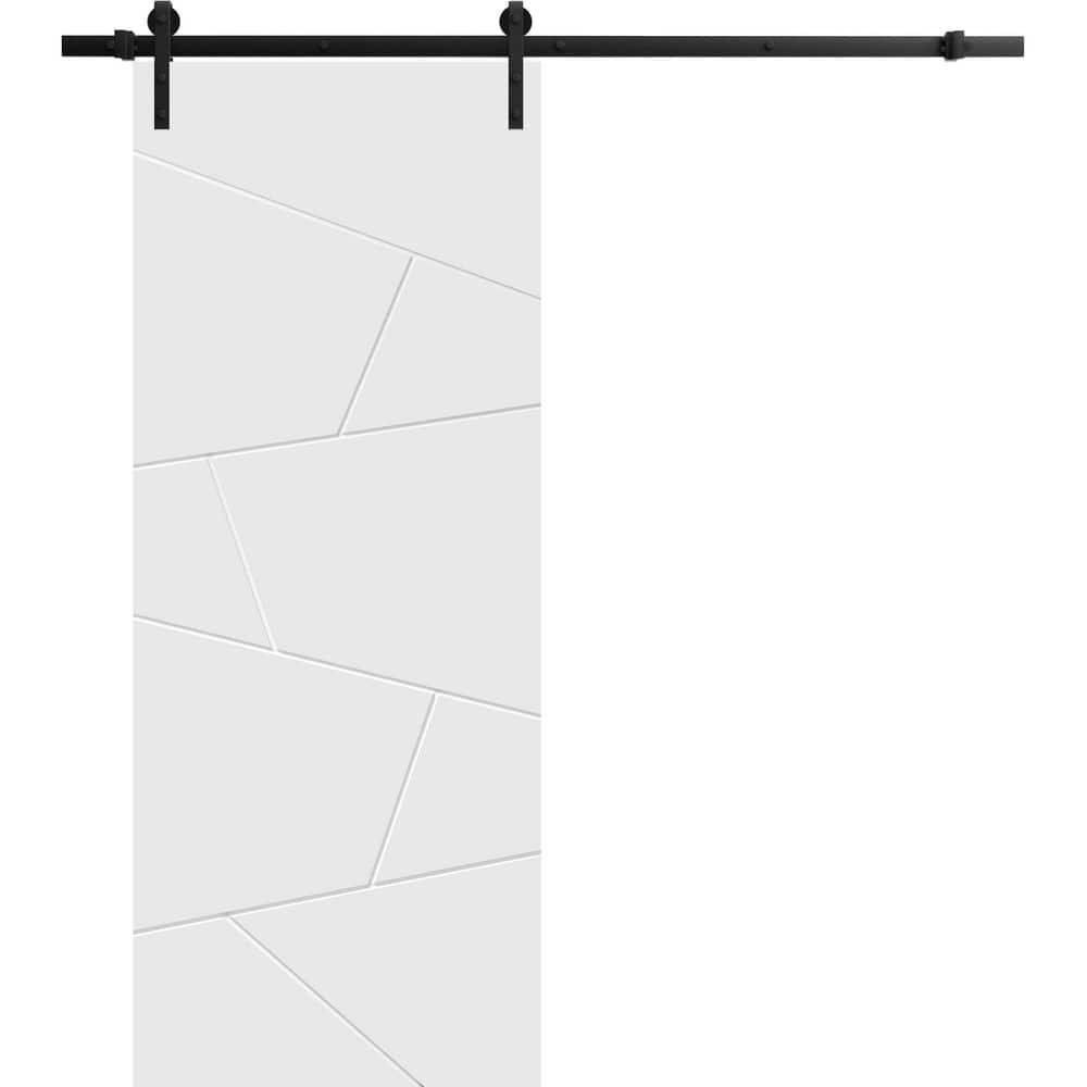 Assembly Required 24 in. x 80 in. 1-Panel Painted White Solid Wood Sliding Barn Door with Hardware Kit price history on PriceWatchPro