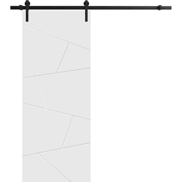 Sartodoors 42 in. x 80 in. 1-Panel Painted White Solid Wood Sliding Barn Door with Hardware Kit