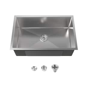 30 in. Undermount Single Bowl 20-Gauge Stainless Steel Workstation Kitchen Sink with US Standard Drain and Hook