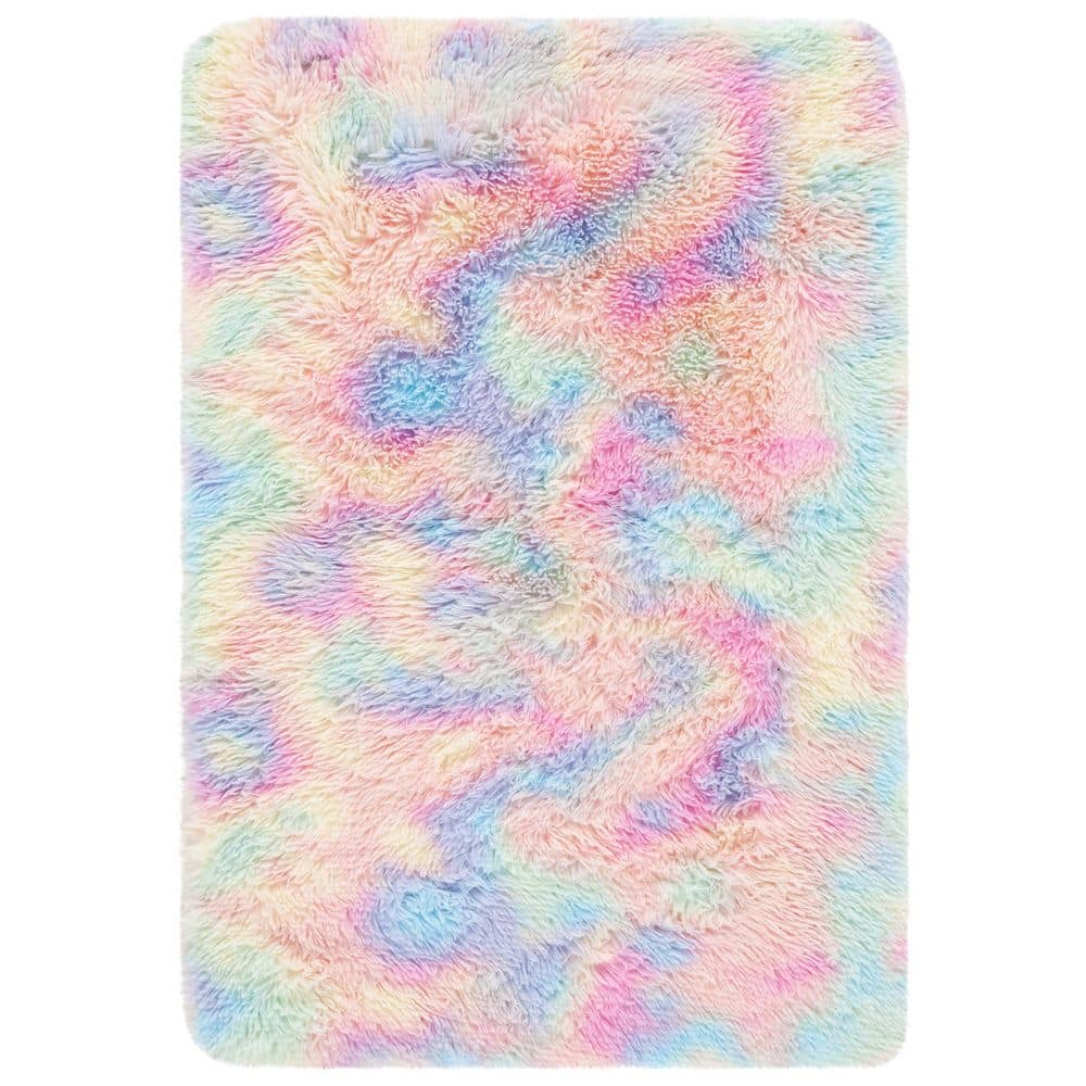 Pink Rainbow Pattern Rug SAFAVIEH Rainbow Shag 2 ft. x 4 ft. Rainbow Abstract Solid Area Rug ...