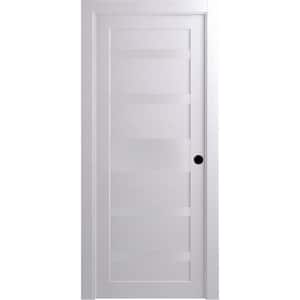24 in. x 80 in. Gina Bianco Noble Left-Hand Solid Core Composite 5-Lite Frosted Glass Single Prehung Interior Door
