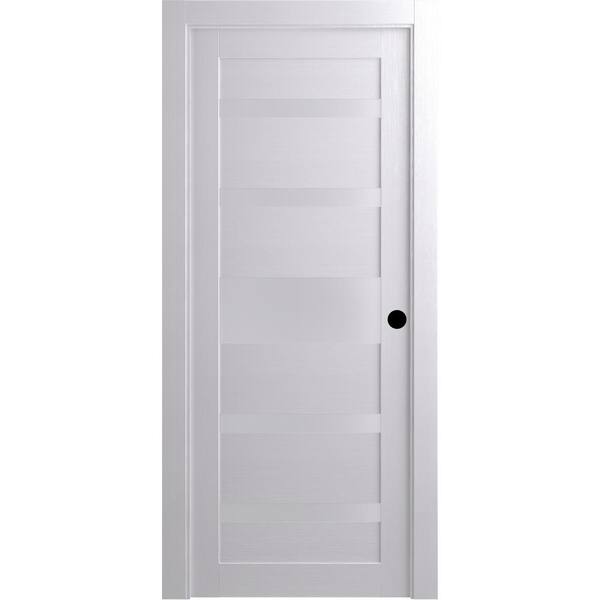 Belldinni 30 in. x 80 in. Gina Bianco Noble Left-Hand Solid Core Composite 5-Lite Frosted Glass Single Prehung Interior Door