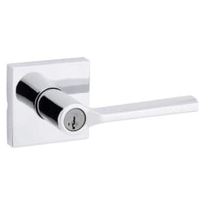 Lisbon Square Polished Chrome Keyed Entry Door Handle Featuring SmartKey Security