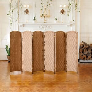 4 ft. Short Diamond Weave Fiber Folding Screen - Natural - 6 Panel