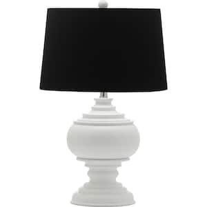 Callaway 26.25 in. White Urn Table Lamp with Black Shade