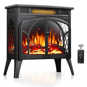 1500-Watt Black Infrared Heater with Overheating Protection, Low Noise, 4-Color Flame Remote Control Electric Fireplace