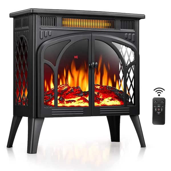 Edendirect 1500-Watt Black Infrared Heater with Overheating Protection, Low Noise, 4-Color Flame Remote Control Electric Fireplace
