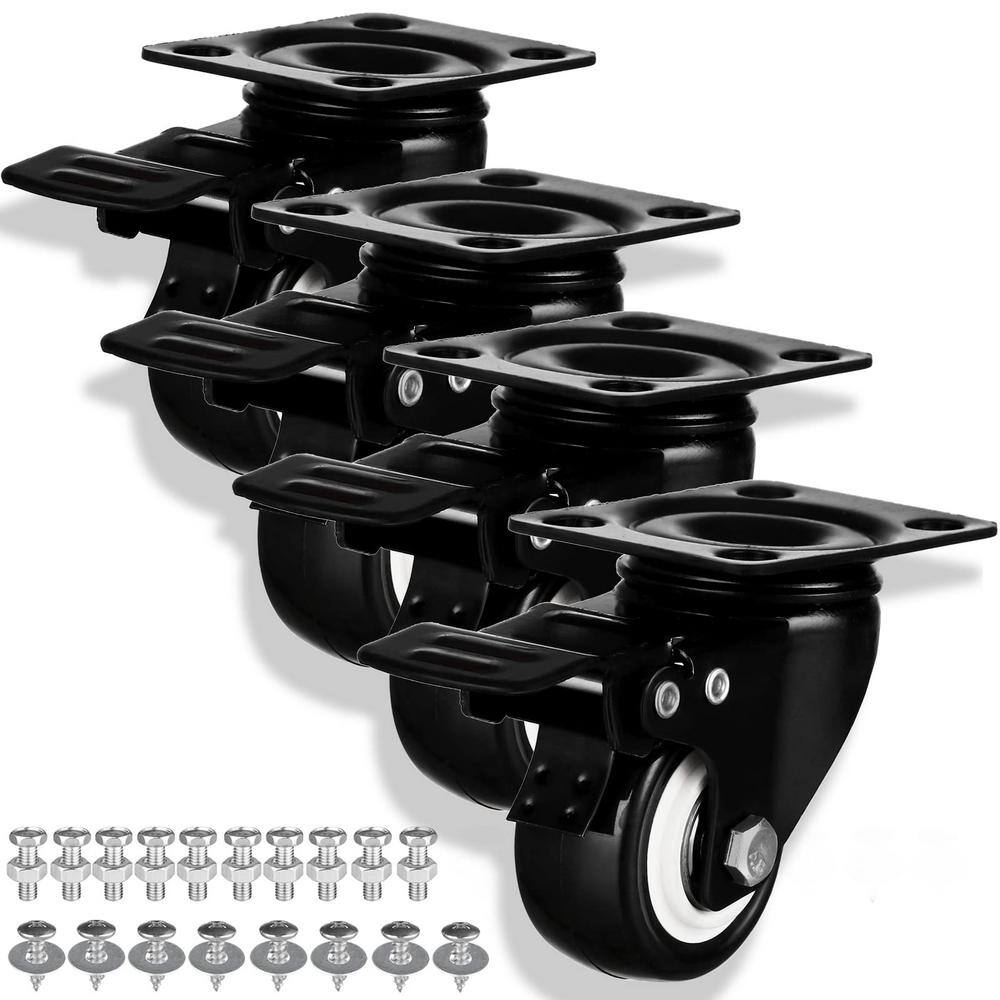 thumbnail image 2 of 2/4/8pcs Heavy Duty Swivel Casters – 3" & 3.5" Steel Plate, Iron Cast Wheels, 440 Lbs Capacity 2 of 5