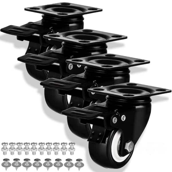 Angel Sar 2 in. Heavy-Duty Industrial Casters Set with Double Locking and Double Ball Bearing Swivel Locking Casters (4-Pack)