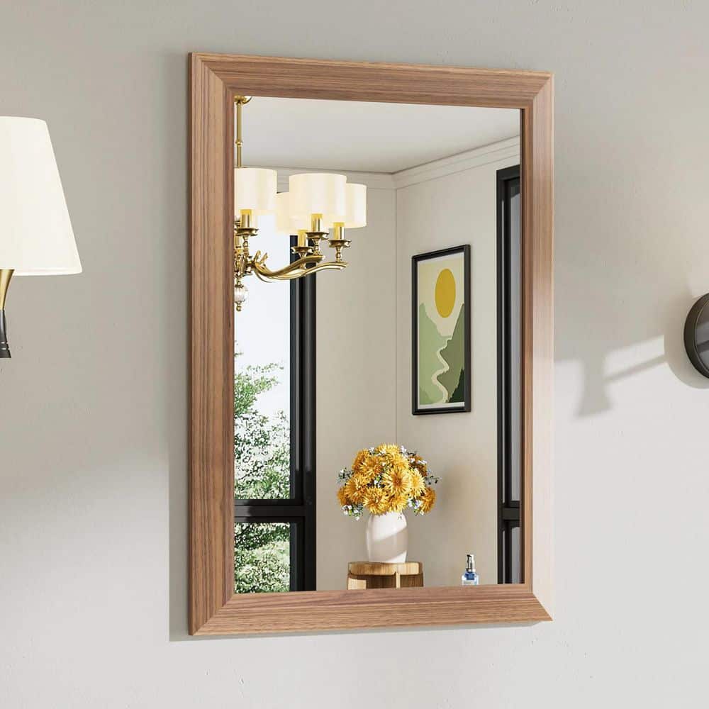 48 in. W x 36 in. H Rectangular Framed French Cleat Wall Mounted Tempered Bathroom Vanity Mirror in Dark Brown Wood price history on PriceWatchPro