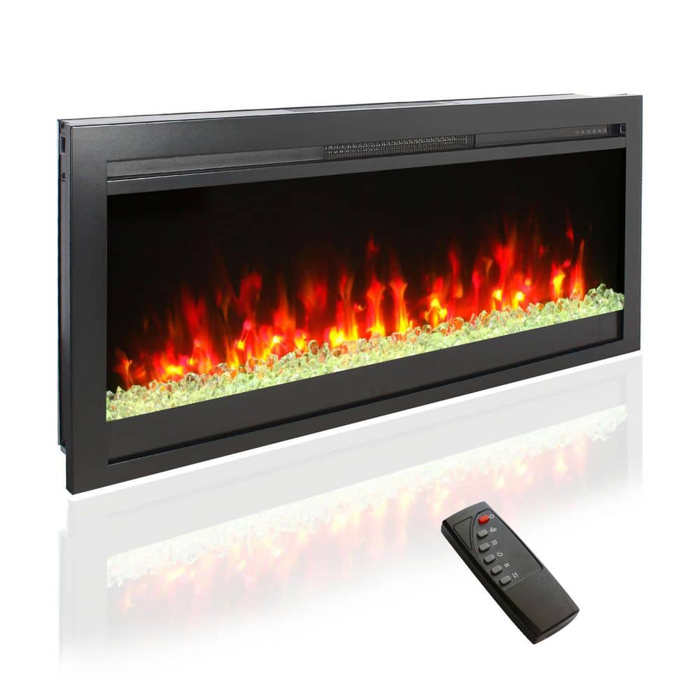 44 in. Wall-Mounted Electric Fireplace with 1400W Heat,Heater 400 sq. ft.,Timer,Adjust Brightness,8 Flame Colors,Black price history on PriceWatchPro