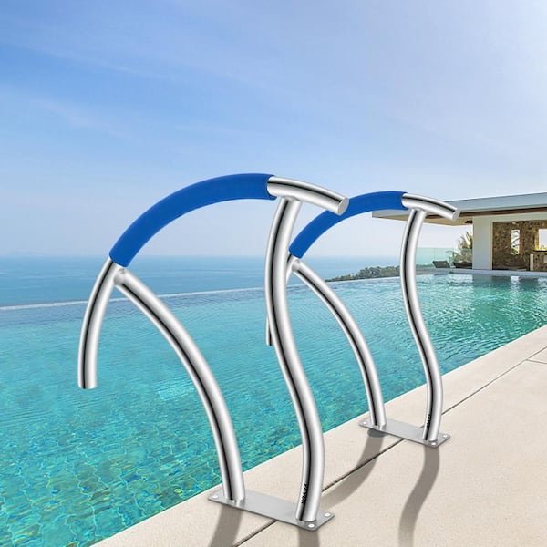 Pool Rail with Quick Mount Base Plate 30 x 30 Swimming Pool Stair Rail 2 PCs Stainless Steel Stair Pool Hand Rail Rated 375lbs Load Capacity VEVOR Pool Handrail and Complete Mounting Accessories 