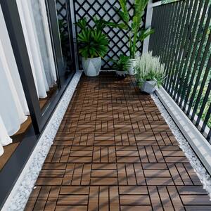 12 in. W Brown Checker Pattern Solid Acacia Wood Waterproof Wide Plank Hardwood Flooring (10 sq. ft.) (10-pack)