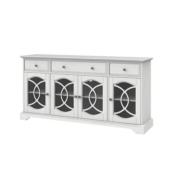 JAYDEN CREATION Buka 61 in. White Cabinet for TVs Up To 61 in with Drawers