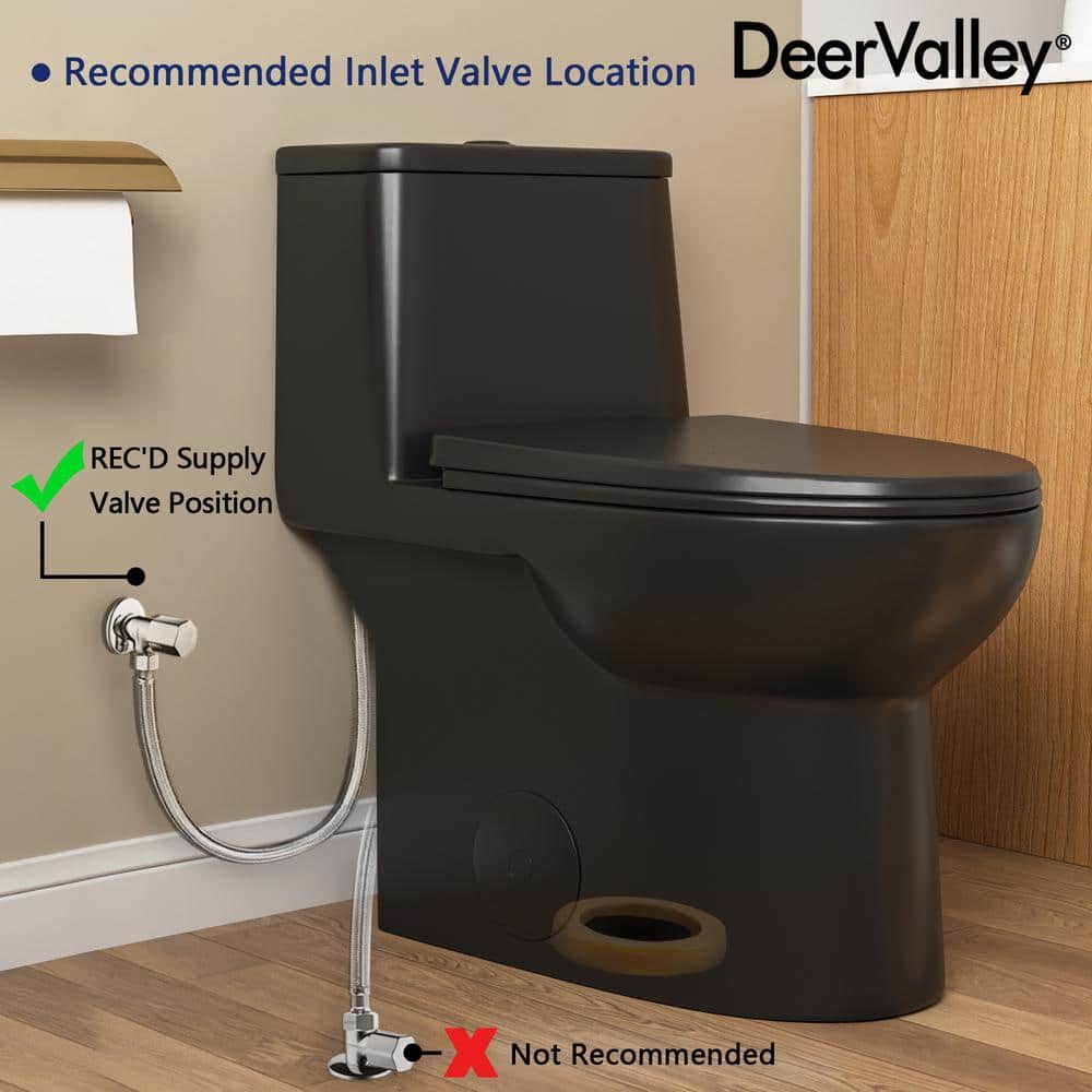 Black Elongated One-Piece High Efficiency Dual Flush Toilet