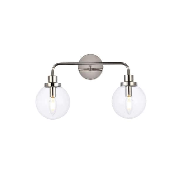 Unbranded Home Living 19 in. 2-Light Polished Nickel Vanity Light with Glass Shade