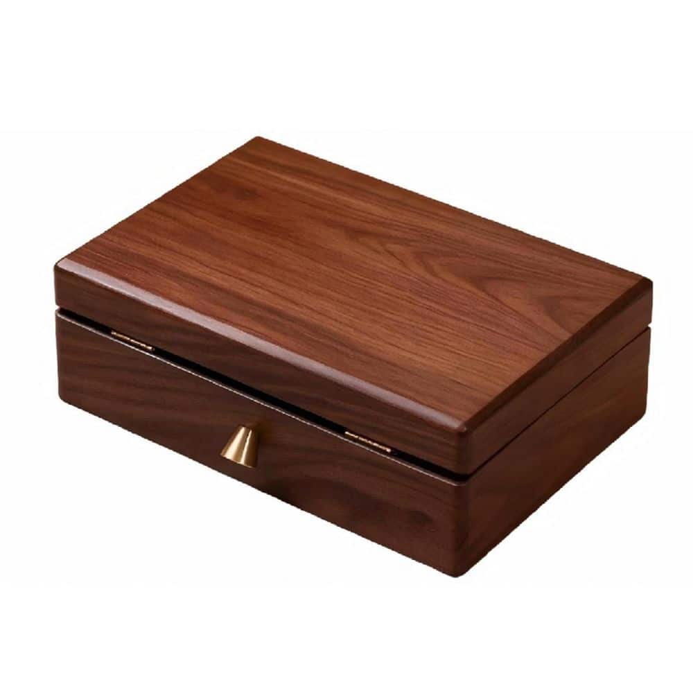 2 Layer Brown Rectangular Wood Jewelry Box with 5-Drawer
