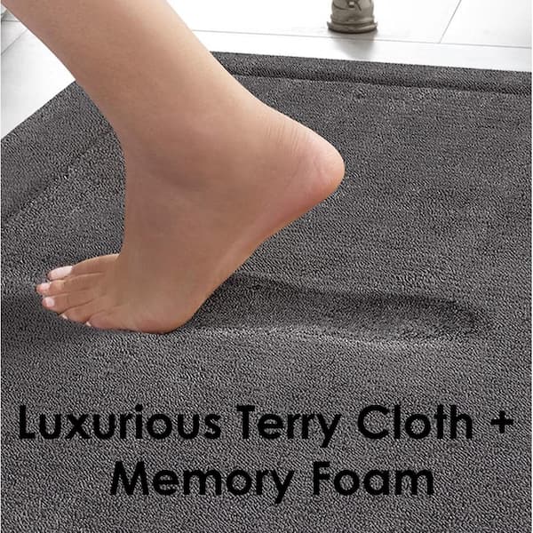 Clorox Foam Bath Mat: Anti-Microbial Comfort, 17" x 36", Blue  & Grey