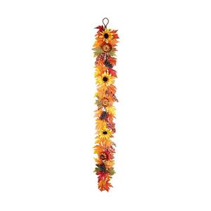 6 ft. Sunflower Artificial Garland with Pinecones, Faux Berries, and Pumpkins