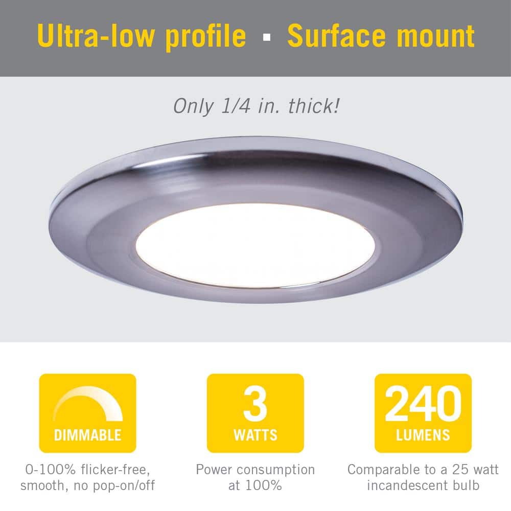 Wafer Thin Bright White LED Puck Light with Polished Chrome Finish