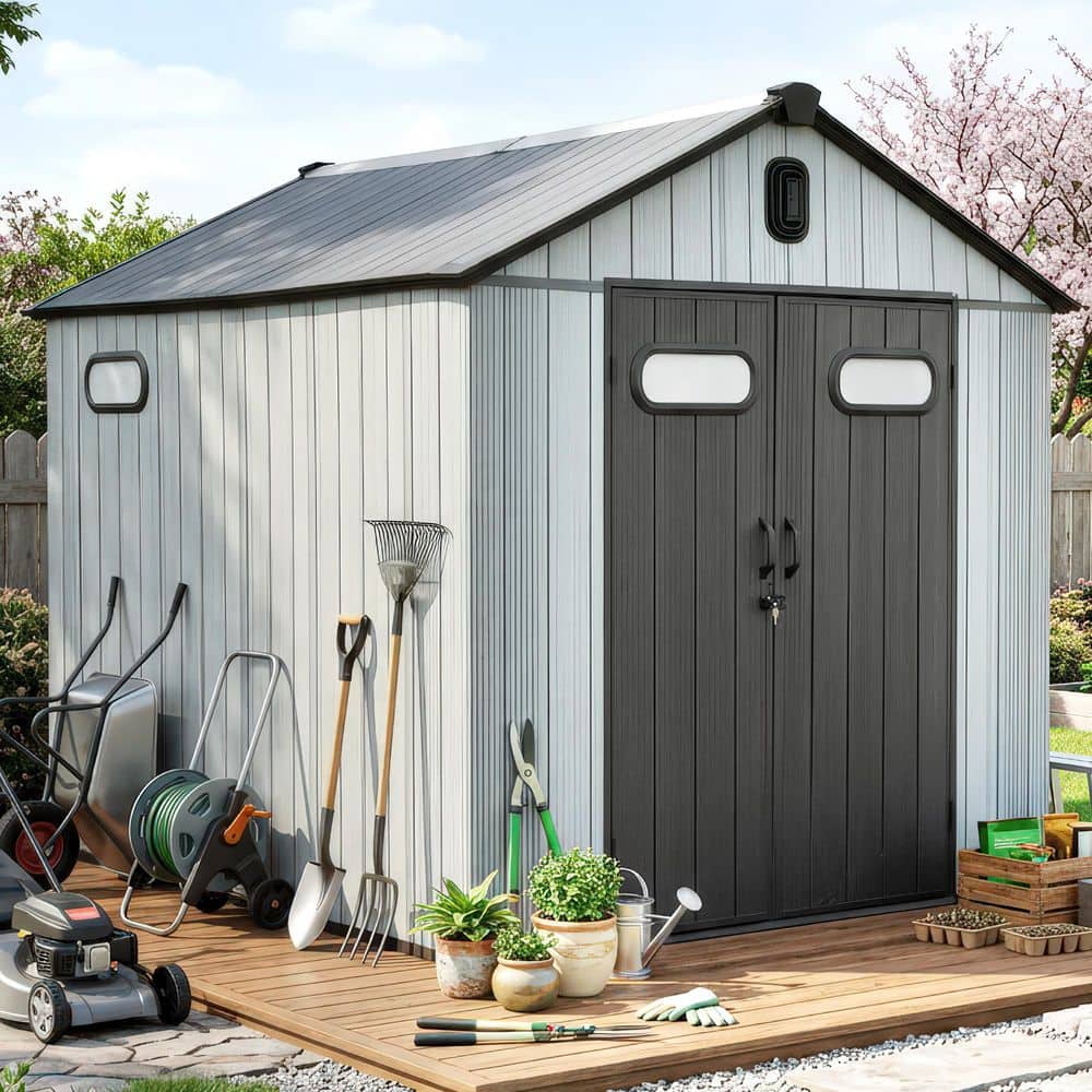 ToolCat 8 ft. W x 10 ft. D Resin Shed with Lockable Door and