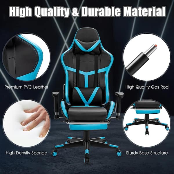 Gymax Gray Plastic Massage Gaming Chair Racing Computer Task Chair Recliner  with Footrest GYM06670 - The Home Depot