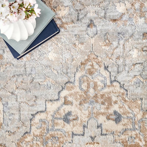 Thea Medallion Beige 8 ft. x 10 ft. Area Rug