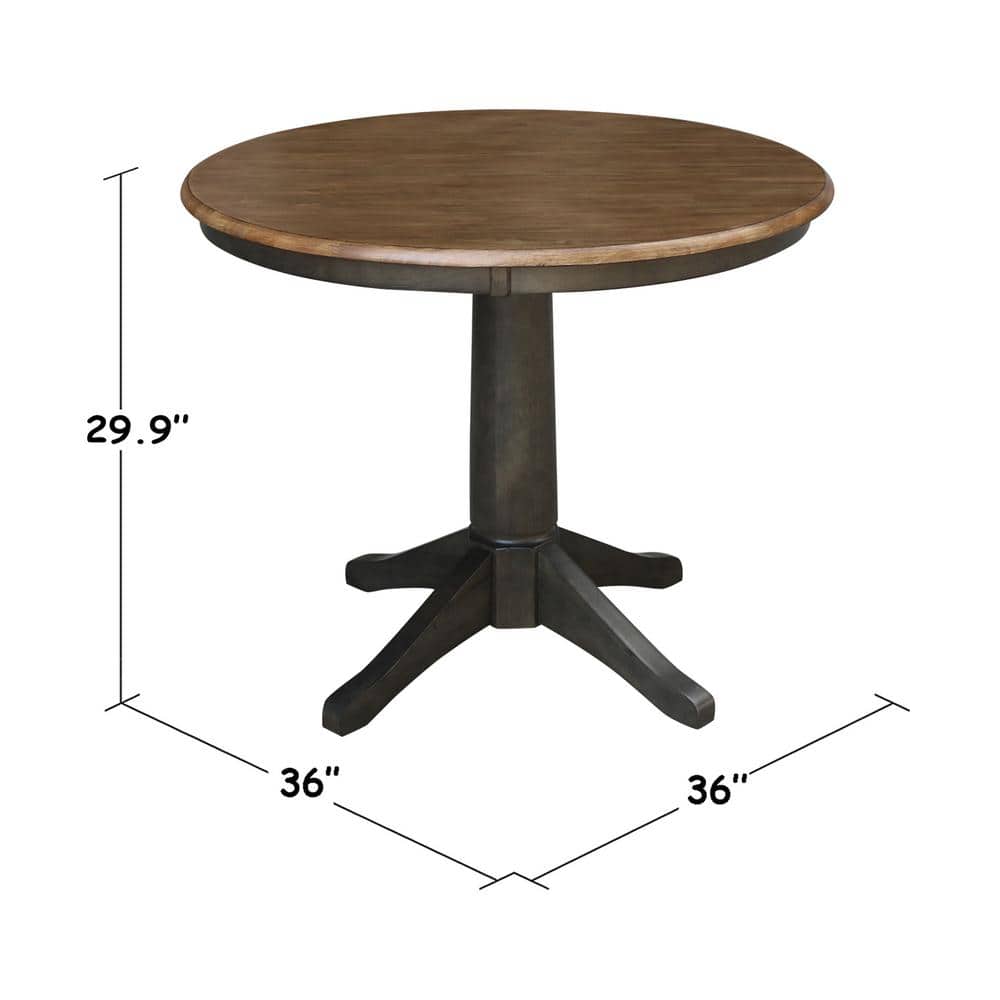 Elegant Hickory Brown Round Solid Parawood Dining Table