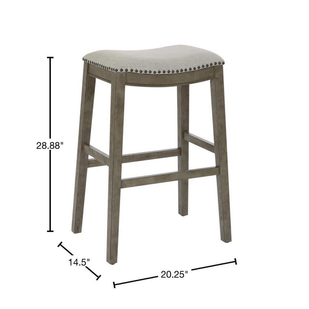 Gray Adjustable Backless Saddle Style Wood and Metal Bar Stool