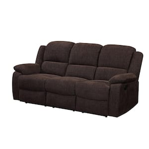 Amelia 79 in. Rolled Arm Chenille Rectangle Sofa in Brown